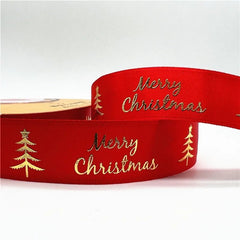 5yards 25mm Christmas Ribbon Printed Christmas Polyester Ribbon For Gift Packing - Festive Fancies