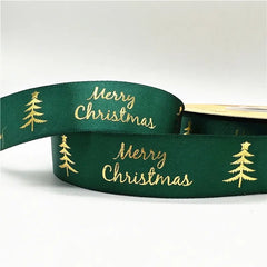 5yards 25mm Christmas Ribbon Printed Christmas Polyester Ribbon For Gift Packing - Festive Fancies