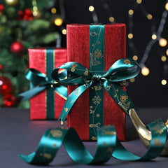 5yards 25mm Christmas Ribbon Printed Christmas Polyester Ribbon For Gift Packing - Festive Fancies