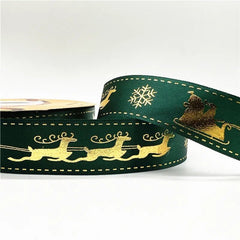 5yards 25mm Christmas Ribbon Printed Christmas Polyester Ribbon For Gift Packing - Festive Fancies