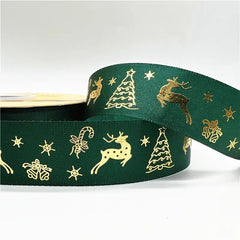 5yards 25mm Christmas Ribbon Printed Christmas Polyester Ribbon For Gift Packing - Festive Fancies