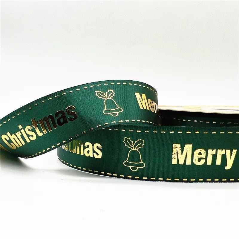 5yards 25mm Christmas Ribbon Printed Christmas Polyester Ribbon For Gift Packing - Festive Fancies
