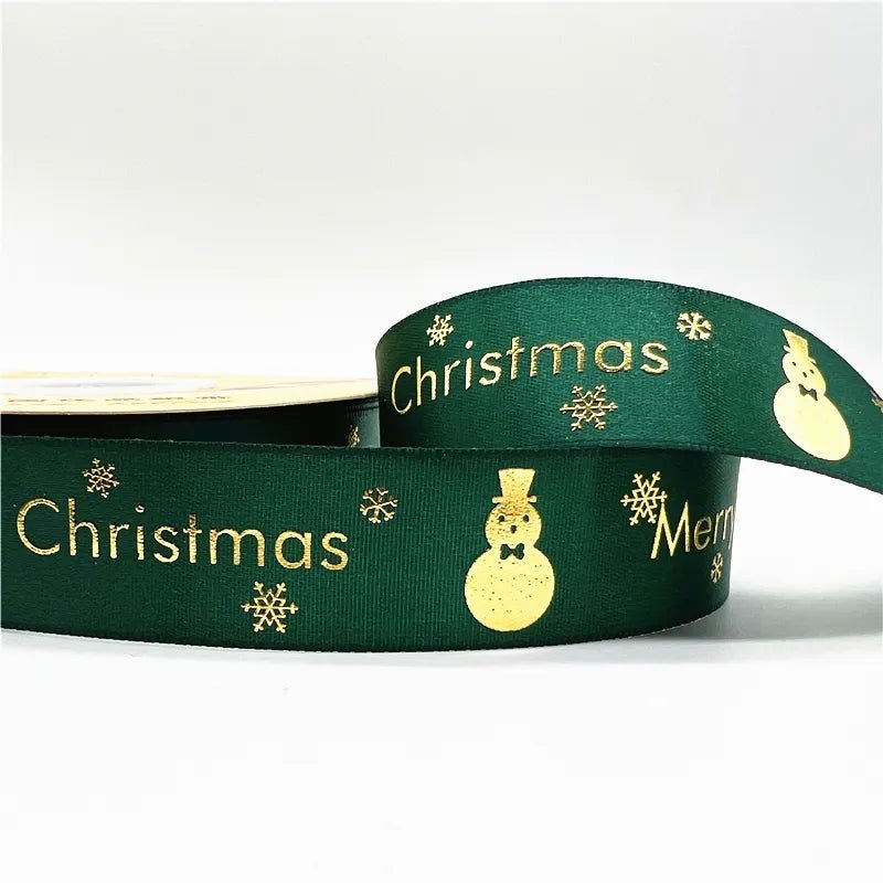 5yards 25mm Christmas Ribbon Printed Christmas Polyester Ribbon For Gift Packing - Festive Fancies