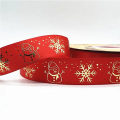 5yards 25mm Christmas Ribbon Printed Christmas Polyester Ribbon For Gift Packing - Festive Fancies