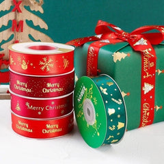 5yards 25mm Christmas Ribbon Printed Christmas Polyester Ribbon For Gift Packing - Festive Fancies
