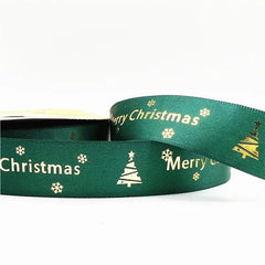 5yards 25mm Christmas Ribbon Printed Christmas Polyester Ribbon For Gift Packing - Festive Fancies