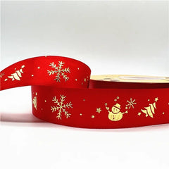 5yards 25mm Christmas Ribbon Printed Christmas Polyester Ribbon For Gift Packing - Festive Fancies