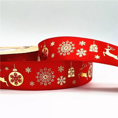 5yards 25mm Christmas Ribbon Printed Christmas Polyester Ribbon For Gift Packing - Festive Fancies