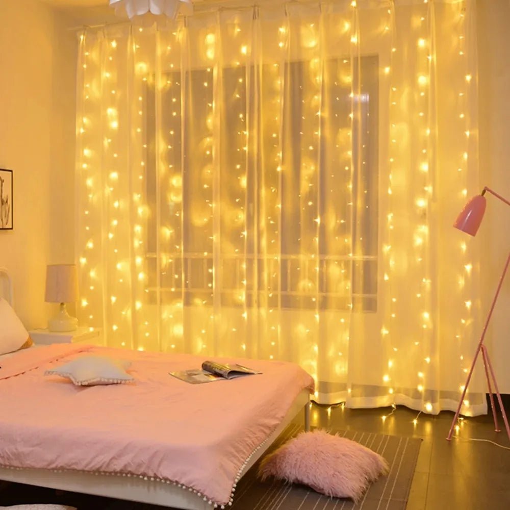 Christmas Lights Curtain Garland - Festive Fancies