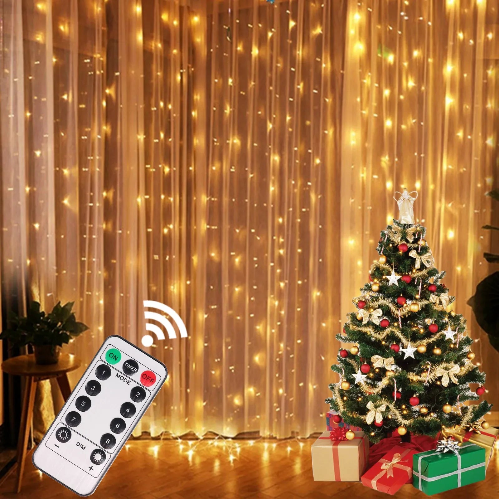 Christmas Lights Curtain Garland - Festive Fancies