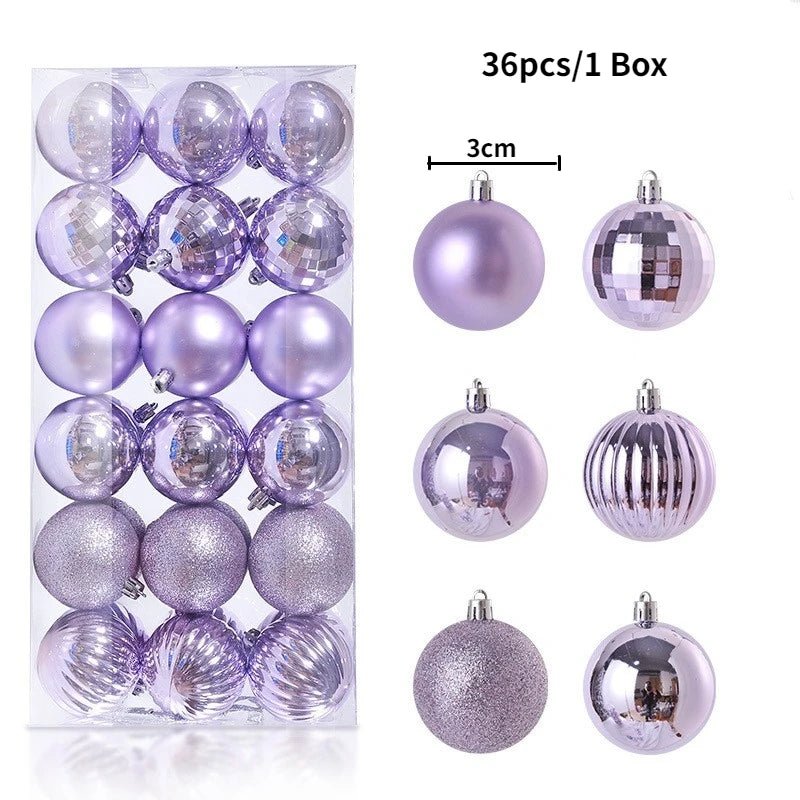 Christmas Tree Balls Ornaments Shatterproof 3shades 3cm 24/36pcs - Festive Fancies