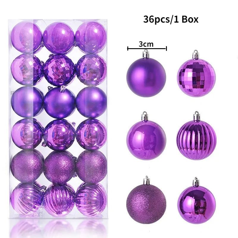 Christmas Tree Balls Ornaments Shatterproof 3shades 3cm 24/36pcs - Festive Fancies