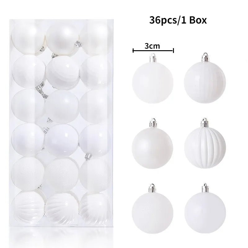 Christmas Tree Balls Ornaments Shatterproof 3shades 3cm 24/36pcs - Festive Fancies