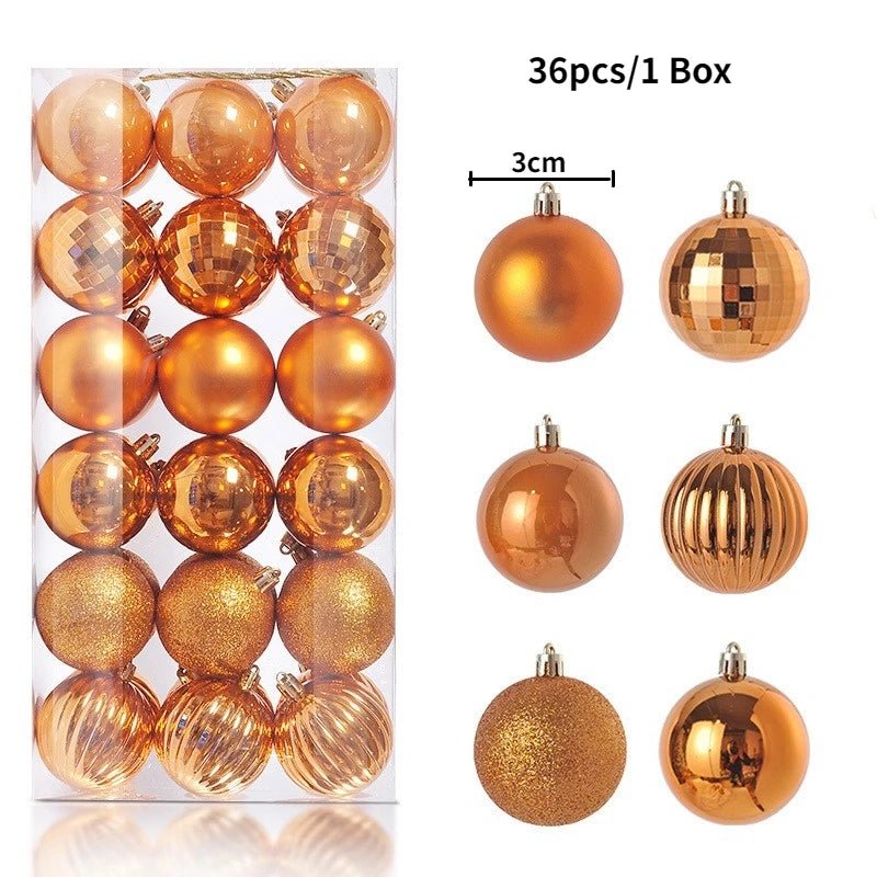 Christmas Tree Balls Ornaments Shatterproof 3shades 3cm 24/36pcs - Festive Fancies