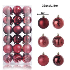 Christmas Tree Balls Ornaments Shatterproof 3shades 3cm 24/36pcs - Festive Fancies