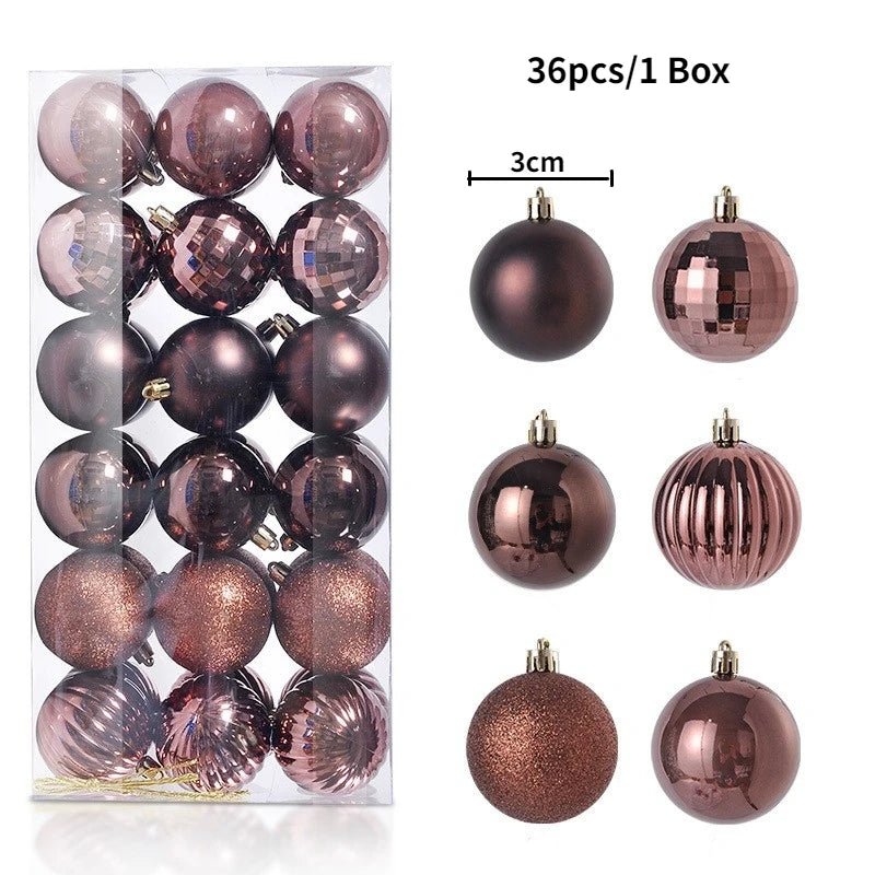 Christmas Tree Balls Ornaments Shatterproof 3shades 3cm 24/36pcs - Festive Fancies