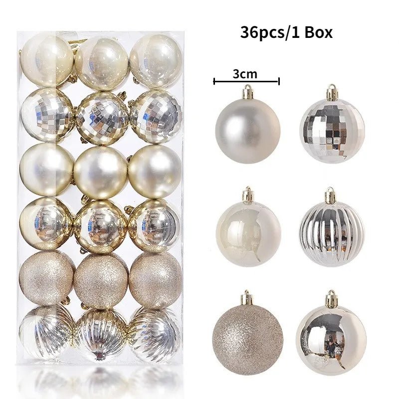 Christmas Tree Balls Ornaments Shatterproof 3shades 3cm 24/36pcs - Festive Fancies