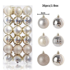 Christmas Tree Balls Ornaments Shatterproof 3shades 3cm 24/36pcs - Festive Fancies