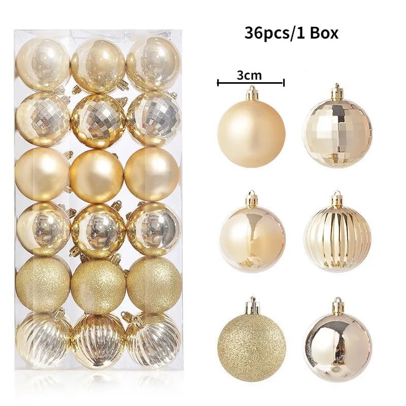 Christmas Tree Balls Ornaments Shatterproof 3shades 3cm 24/36pcs - Festive Fancies