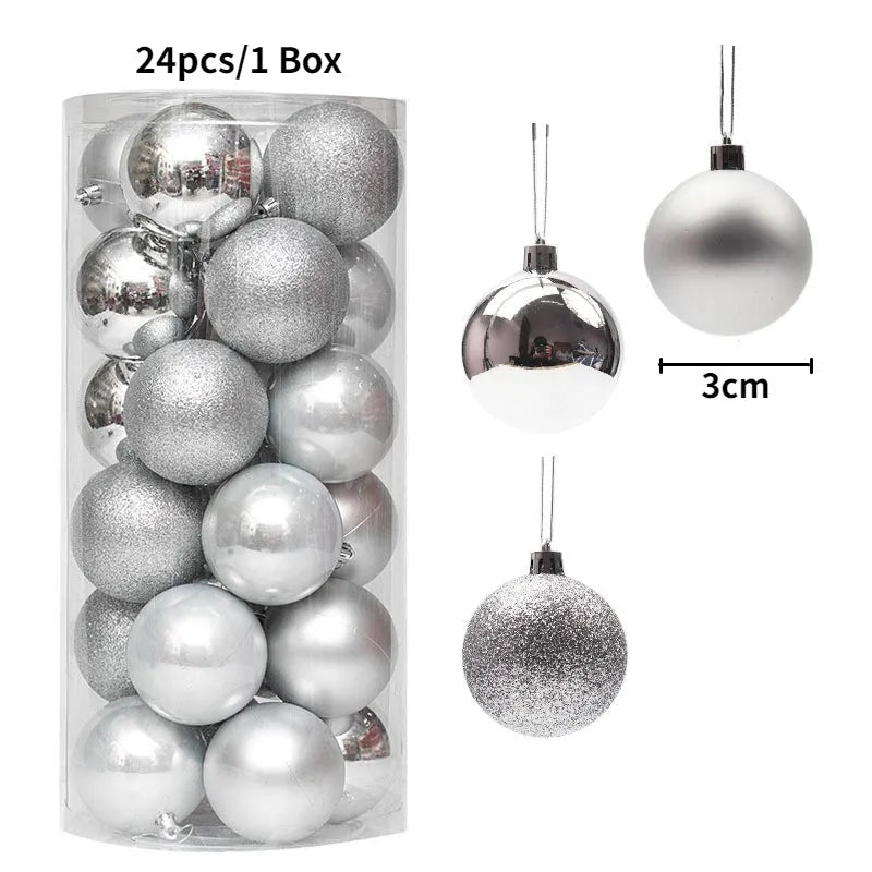 Christmas Tree Balls Ornaments Shatterproof 3shades 3cm 24/36pcs - Festive Fancies