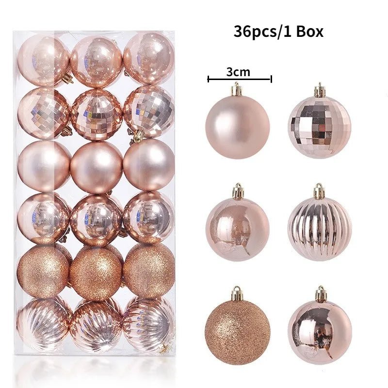 Christmas Tree Balls Ornaments Shatterproof 3shades 3cm 24/36pcs - Festive Fancies