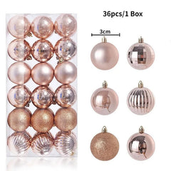 Christmas Tree Balls Ornaments Shatterproof 3shades 3cm 24/36pcs - Festive Fancies