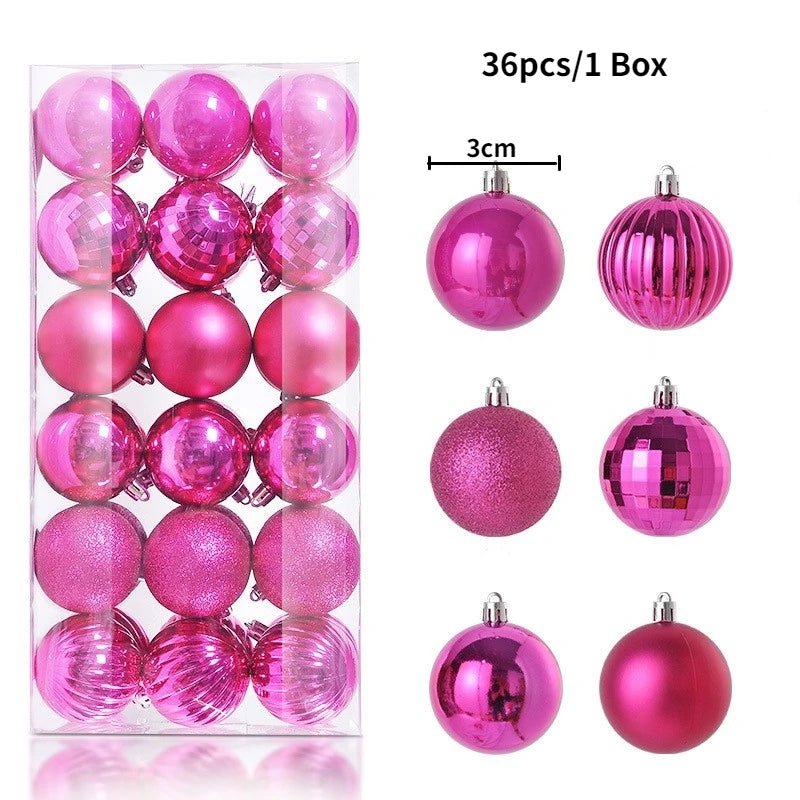 Christmas Tree Balls Ornaments Shatterproof 3shades 3cm 24/36pcs - Festive Fancies