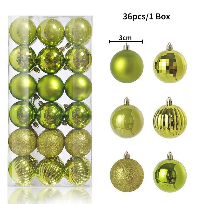 Christmas Tree Balls Ornaments Shatterproof 3shades 3cm 24/36pcs - Festive Fancies