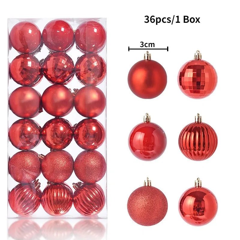 Christmas Tree Balls Ornaments Shatterproof 3shades 3cm 24/36pcs - Festive Fancies