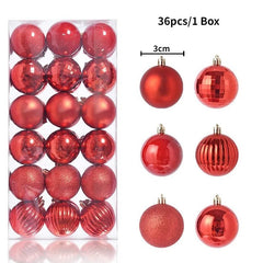 Christmas Tree Balls Ornaments Shatterproof 3shades 3cm 24/36pcs - Festive Fancies
