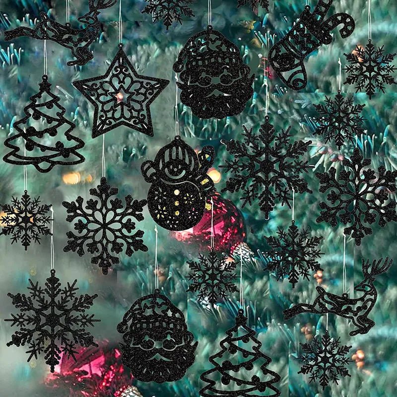 Christmas Tree Decoration Glitter Hanging Ornaments 20/42pcs - Festive Fancies