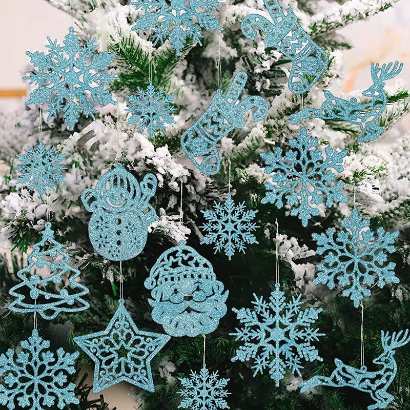 Christmas Tree Decoration Glitter Hanging Ornaments 20/42pcs - Festive Fancies