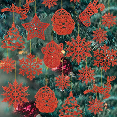 Christmas Tree Decoration Glitter Hanging Ornaments 20/42pcs - Festive Fancies
