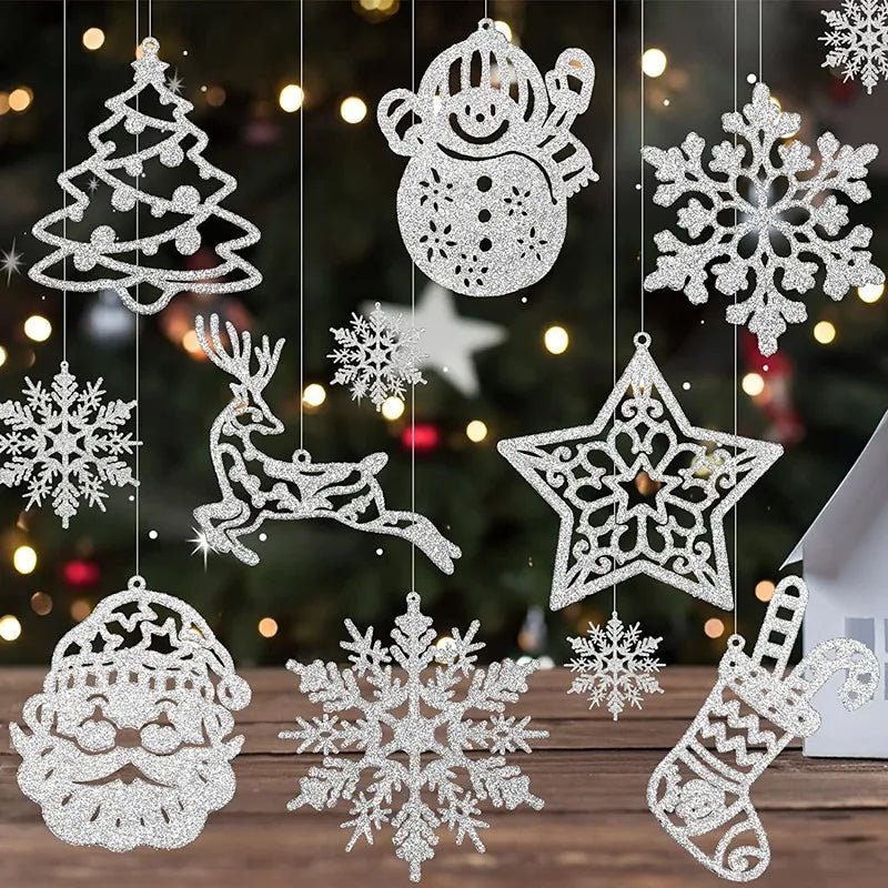Christmas Tree Decoration Glitter Hanging Ornaments 20/42pcs - Festive Fancies
