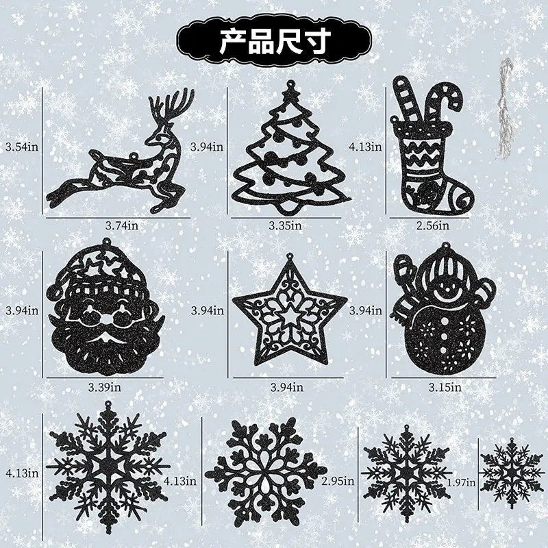 Christmas Tree Decoration Glittery Hanging Ornaments 20/42pcs - Festive Fancies