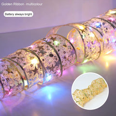 Christmas Tree Ribbon Fairy Light String Battery-Operated or USB - Festive Fancies