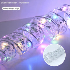 Christmas Tree Ribbon Fairy Light String Battery-Operated or USB - Festive Fancies