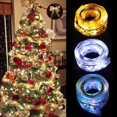 Christmas Tree Ribbon Fairy Light String Battery-Operated or USB - Festive Fancies