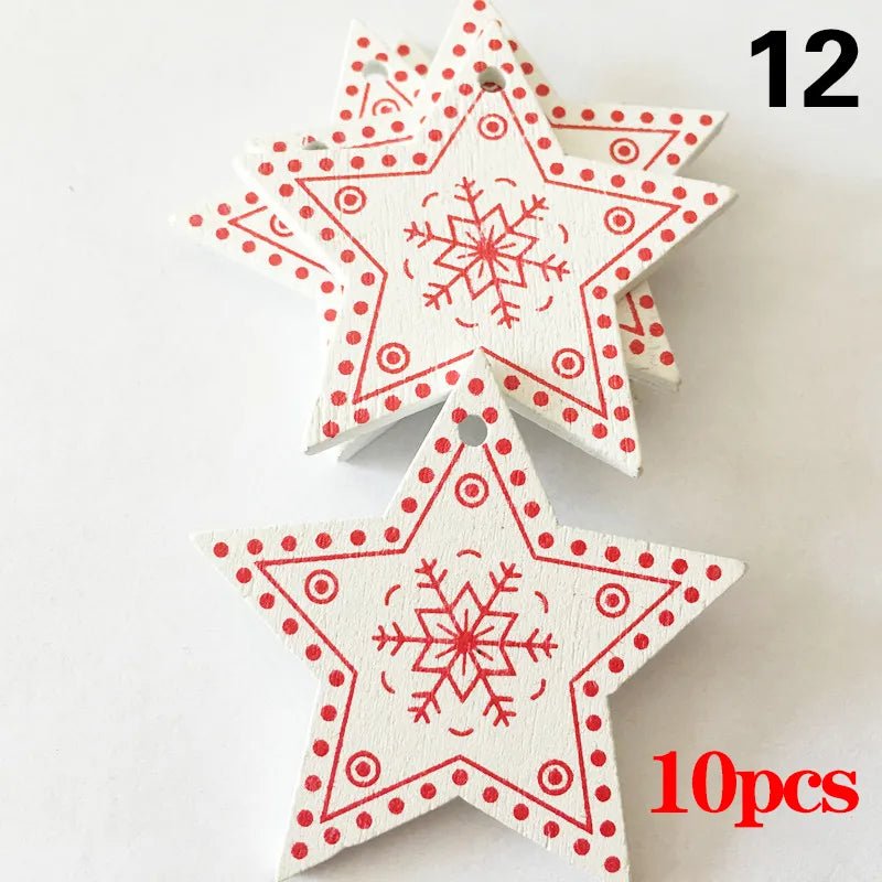Christmas Wooden Ornaments Hanging Pendants - Festive Fancies