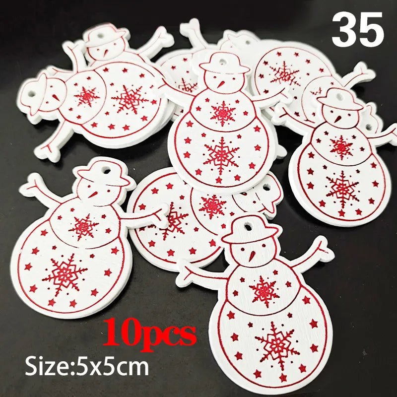 Christmas Wooden Ornaments Hanging Pendants - Festive Fancies