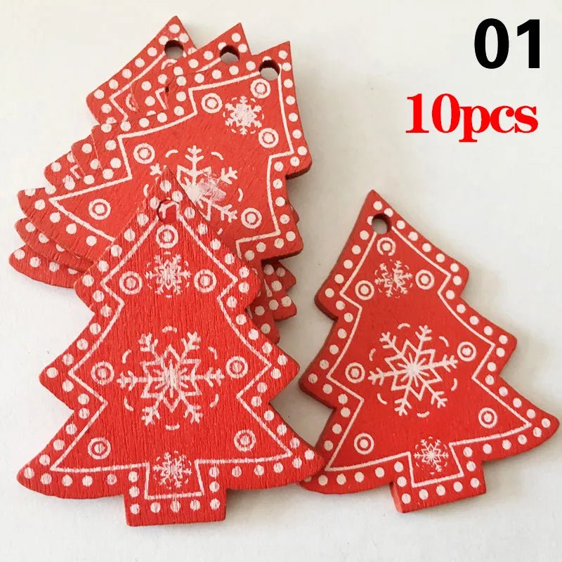 Christmas Wooden Ornaments Hanging Pendants - Festive Fancies