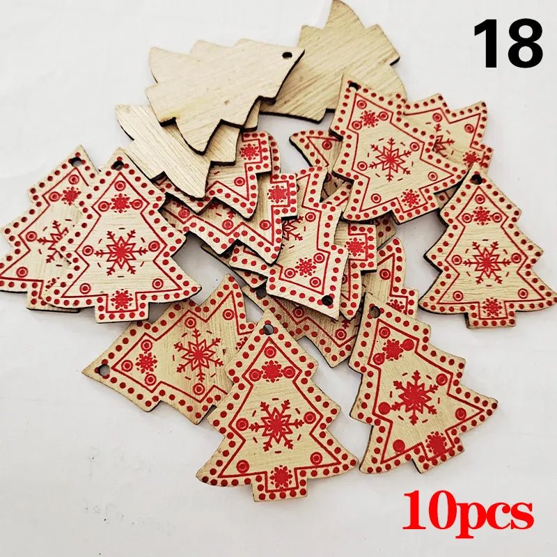 Christmas Wooden Ornaments Hanging Pendants - Festive Fancies