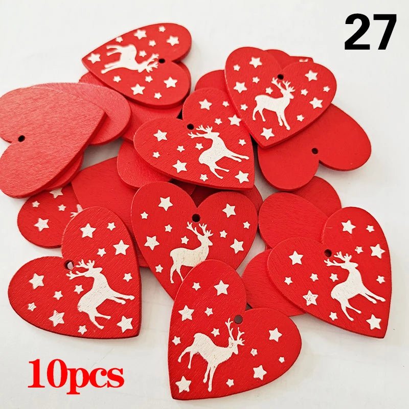 Christmas Wooden Ornaments Hanging Pendants - Festive Fancies