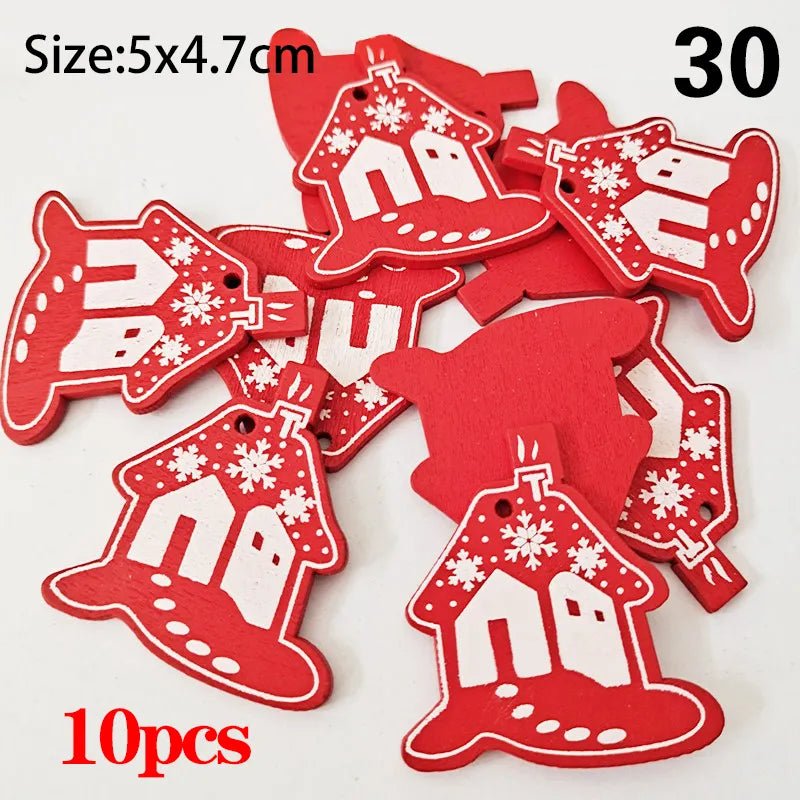 Christmas Wooden Ornaments Hanging Pendants - Festive Fancies