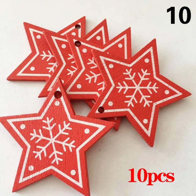 Christmas Wooden Ornaments Hanging Pendants - Festive Fancies
