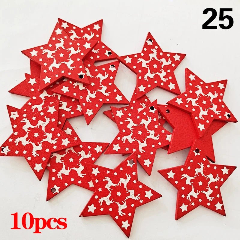 Christmas Wooden Ornaments Hanging Pendants - Festive Fancies