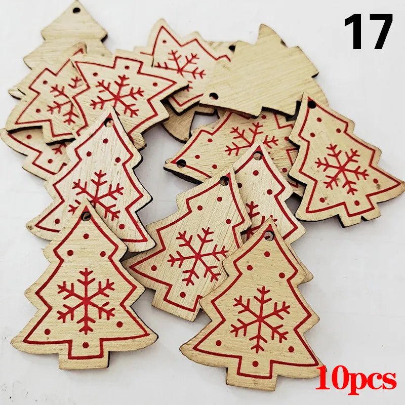 Christmas Wooden Ornaments Hanging Pendants - Festive Fancies