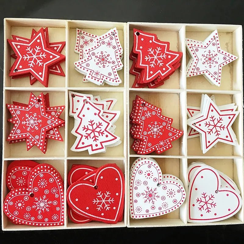 Christmas Wooden Ornaments Hanging Pendants - Festive Fancies