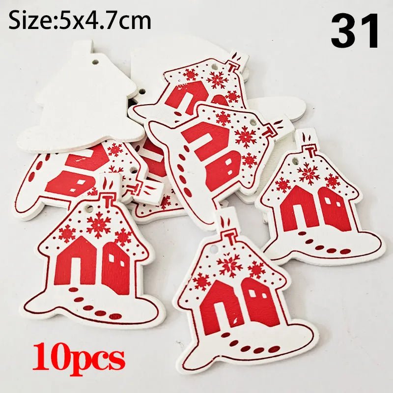 Christmas Wooden Ornaments Hanging Pendants - Festive Fancies