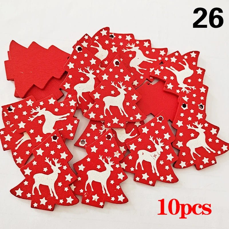 Christmas Wooden Ornaments Hanging Pendants - Festive Fancies